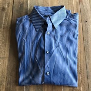 Theory Blue Pin Striped Button Down